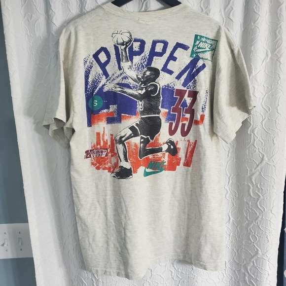 Vintage 90s XL Nike Scottie Pippen Bulls Player T Shirt Sportswear - Picture 2 of 8